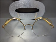 Sleek Round Wooden Frame Clear Lens Glasses- Rose Gold