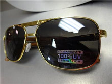 Rectangle Gold & Wooden Sunglasses- Dark Lens