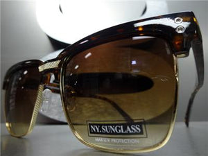 Retro Clubmaster Style Sunglasses- Tortoise