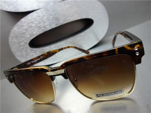 Retro Clubmaster Style Sunglasses- Tortoise