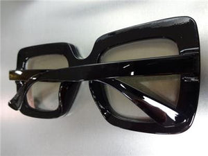Square Bling Clear Lens Glasses- Black
