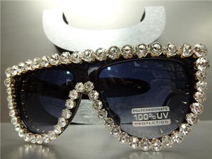 LUXE Rhinestone Shield Style Sunglasses