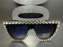 LUXE Rhinestone Shield Style Sunglasses
