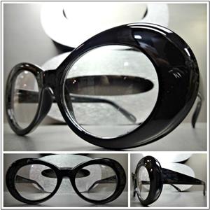 Retro Oval Clear Lens Glasses- Black Frame