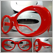Retro Oval Clear Lens Glasses- Red Frame