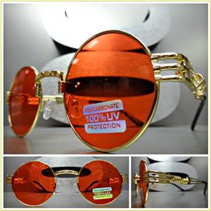 Metal Oval Shape Sunglasses- Red Lens