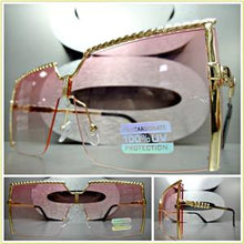 Flat Lens Shield Style Sunglasses- Pink Lens