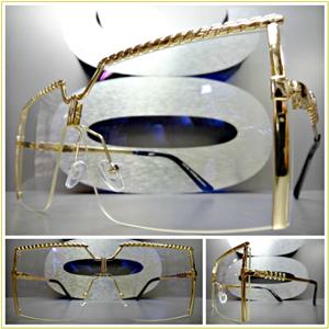 Flat Lens Shield Style Clear Lens Glasses