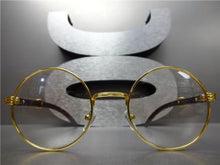 Gold & Wooden Frame Clear Lens Glasses