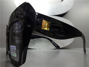 Thick Cat Eye Frame Sunglasses- Black