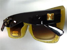 Thick Cat Eye Frame Sunglasses- Gold & Black Pattern