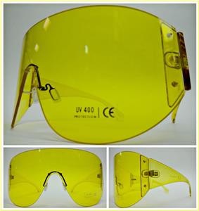 Oversized Shield Style Visor Sunglasses-Yellow
