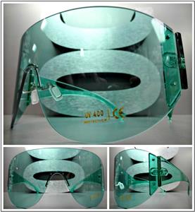 Oversized Shield Style Visor Sunglasses- Mint Green