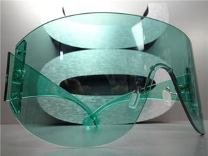 Oversized Shield Style Visor Sunglasses- Mint Green