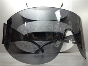 Oversized Shield Style Visor Sunglasses- Gray