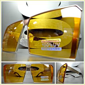 Metal Frame Square Sunglasses- Orange