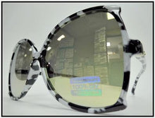 Butterfly Shape Mirrored Sunglasses- Marble Frame/ Pink Lens