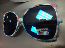 Butterfly Shape Mirrored Sunglasses- Tie Dye Frame/ Blue Lens