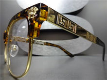 Retro Clubmaster Style Clear Lens Glasses-Tortoise & Gold