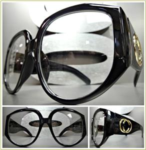 Trendy Oversized Clear Lens Glasses- Black