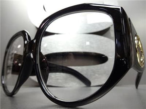 Trendy Oversized Clear Lens Glasses- Black