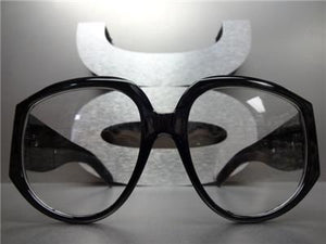 Trendy Oversized Clear Lens Glasses- Black