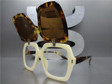 Oversized Square Flip-Up Sunglasses- Tortoise/Beige