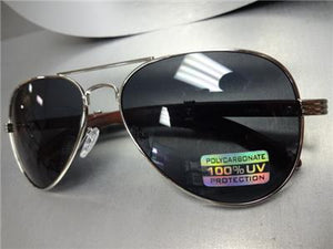 Wooden Style Aviator Sunglasses- Silver Detail/ Dark Lens