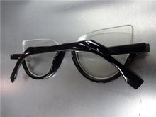 Semi-Rimless Cat Eye Clear Lens Glasses- Black Frame
