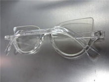 Semi-Rimless Cat Eye Clear Lens Glasses- Transparent Frame