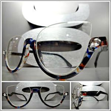 Semi-Rimless Cat Eye Clear Lens Glasses- Multi Color Tortoise Frame