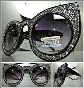LUXE Cat Eye Hematite Crystal Sunglasses