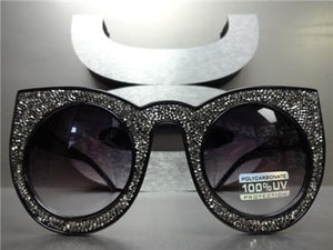 LUXE Cat Eye Hematite Crystal Sunglasses