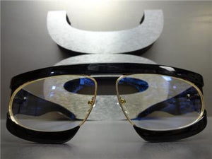 Unique Vintage Style Clear Lens Glasses- Black Frame