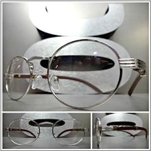 Oval Silver & Wooden Clear Lens Glasses