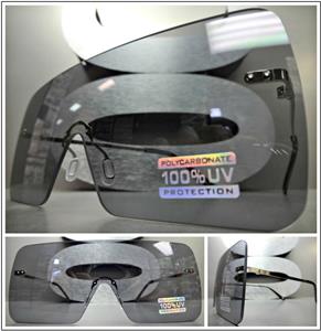 Rimless Shield Style Sunglasses- Gray