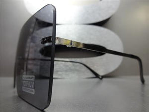 Rimless Shield Style Sunglasses- Gray