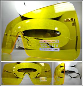 Rimless Shield Style Sunglasses- Yellow