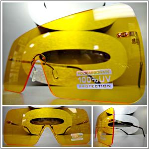 Rimless Shield Style Sunglasses- Orange