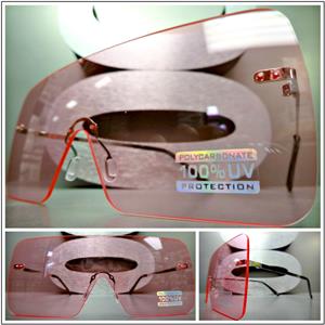 Rimless Shield Style Sunglasses- Pink