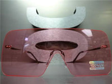 Rimless Shield Style Sunglasses- Pink