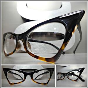 Retro Cat Eye Clear Lens Glasses- Black & Tortoise