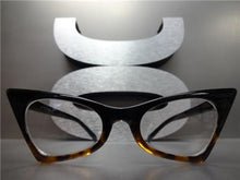 Retro Cat Eye Clear Lens Glasses- Black & Tortoise
