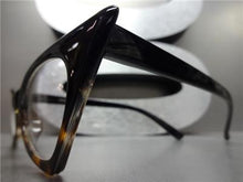 Retro Cat Eye Clear Lens Glasses- Black & Tortoise