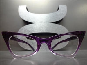 Retro Cat Eye Clear Lens Glasses- Purple