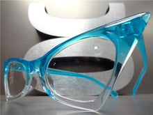 Retro Cat Eye Clear Lens Glasses- Turquoise