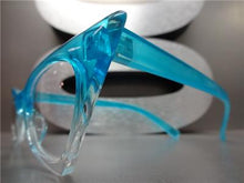 Retro Cat Eye Clear Lens Glasses- Turquoise