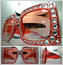 Square Bling Sunglasses Thick Frame- Red