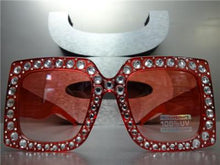 Square Bling Sunglasses Thick Frame- Red