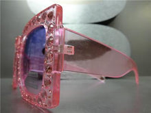 Square Bling Sunglasses Thick Frame- Pink